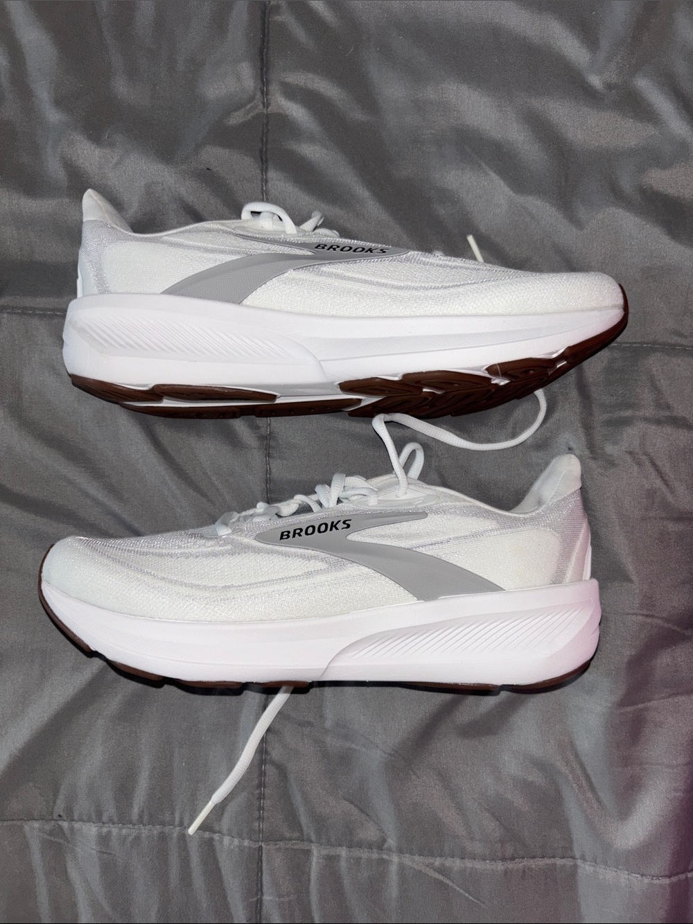 Brooks White and Gray womens Running Sneakers